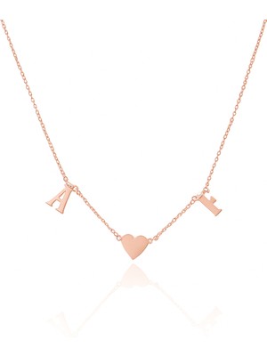 Buğrahayalin 14 Ayar Altın Baş Harf Kolye, Kalp Detaylı Kişiselleştirilmiş Harf Kolye Özel Çift Isimli Takı Zarif