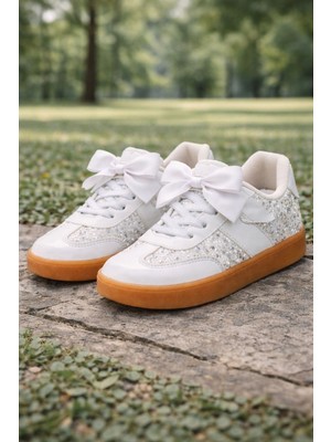 papucumun dünyası Parlak Simli Kız Çocuk Spor Ayakkabı (31-35)