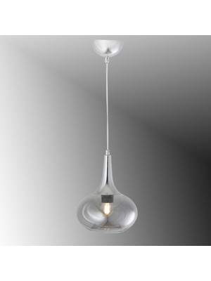 TT602-1-FULLKR Tt Aydınlatma Krom Kaplama Tekli Uzun Hunili Tombul Camlı Avize
