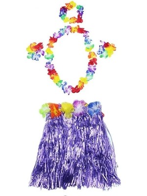 EkoAlışverişDünyam Havaii Kolye Etek Taç ve Bileklik Seti Mor