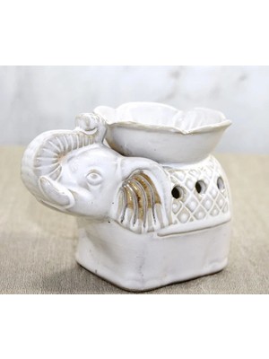 EkoAlışverişDünyam Beyaz Seramik Filli Buhurdanlık