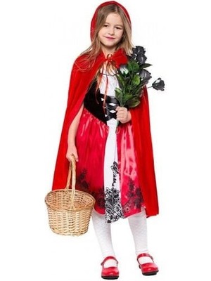 EkoAlışverişDünyam Kırmızı Başlıklı Kız Şapkalı Pelerin 90 cm