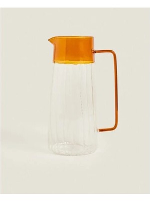 EkoAlışverişDünyam Turuncu Detaylı Cam Sürahi 1600 ml