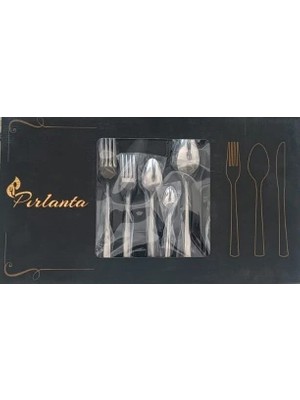 EkoAlışverişDünyam Pırlanta 30 Parça 6 Kişilik Çatal Kaşık Takımı 30 Parça Kutulu Hediyelik Çeyizlik Takım
