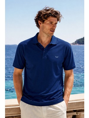 Damga Erkek Premium Comfort Mavi Polo Yaka T Shirt