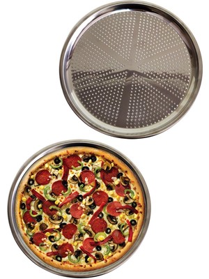 EkoAlışverişDünyam Delikli Çelik Pizza ve Lahmacun Tepsisi Orta Boy -32  cm