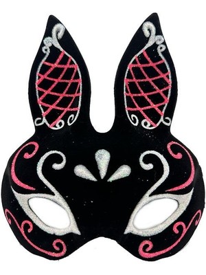 EkoAlışverişDünyam Siyah Süet Tavşan Maskesi Simli