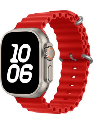 Apple Watch Ultra 49MM Uyumlu Kordon Ocean Silikon Yumuşak Esnek Metal Tokalı Zore Krd-75 Kayış