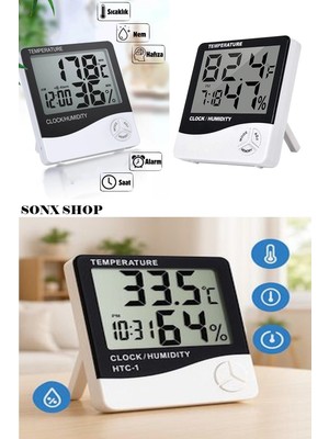 Akıllı Dijital Nem Sıcaklık Ölçer Termometre Masa Saati Fonksiyonel Ev Oda Ortam Dijital Sensörlü