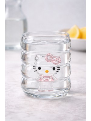 Aşkana Sevimli Hello Kitty Kristal Figürlü Cam BARDAK,300 Ml,kız Çocuk Özel Tasarım Cam Bardak