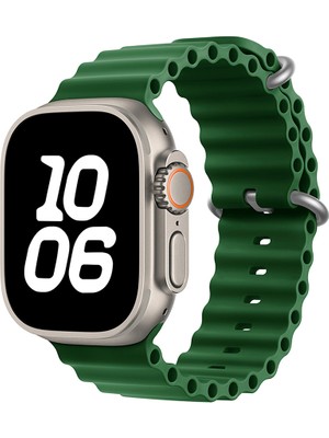 Apple Watch Ultra 49MM Uyumlu Kordon Ocean Silikon Yumuşak Esnek Metal Tokalı Zore Krd-75 Kayış