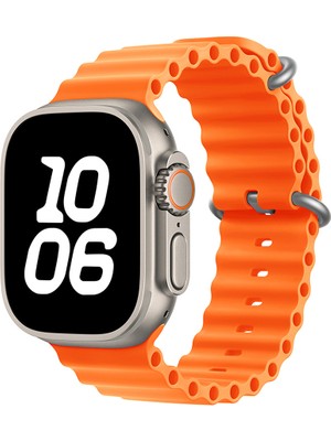 Apple Watch Ultra 49MM Uyumlu Kordon Ocean Silikon Yumuşak Esnek Metal Tokalı Zore Krd-75 Kayış