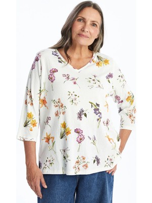 Lc Waikiki Yeni Sezon V Yaka Desenli Kadın Bluz