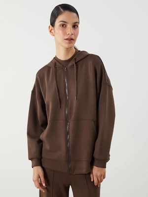 Lc Waikiki Yeni Sezon Oversize Modal Karışımlı Kadın Fermuarlı Sweatshirt