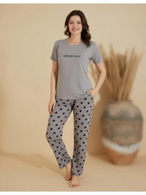 Boyraz Slim Fit Dar Kesim Kadın Milan Bisiklet Yaka Kısa Kol Pijama Takımı 11026G - 1 Adet