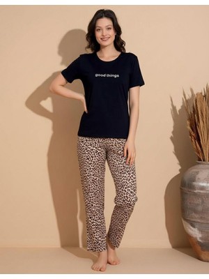 Boyraz Slim Fit Dar Kesim Kadın Milan Bisiklet Yaka Kısa Kol Pijama Takımı 11000S - 1 Adet