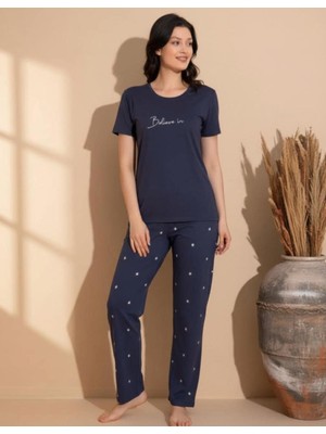 Boyraz Slim Fit Dar Kesim Kadın Milan Bisiklet Yaka Kısa Kol Pijama Takımı 11005F - 1 Adet