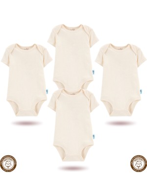 Mahfel 4'lü Kısa Kol %100 Pamuklu Premium Çıtçıtlı Bebek Body Zıbın 01