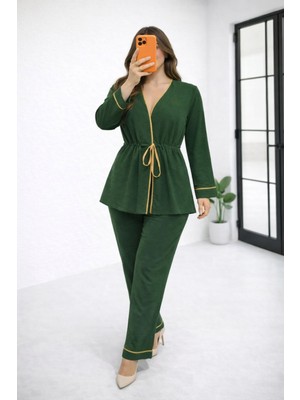 Hiramir Kadın Takım Belden Bağlamalı Bluz Pantolon Takım YZ2520