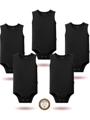 Mahfel 5'li Atlet Kolsuz %100 Pamuk Premium Seri Çıtçıtlı Bebek Body Zıbın 05