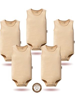 Mahfel 5'li Atlet Kolsuz %100 Pamuk Premium Seri Çıtçıtlı Bebek Body Zıbın 03