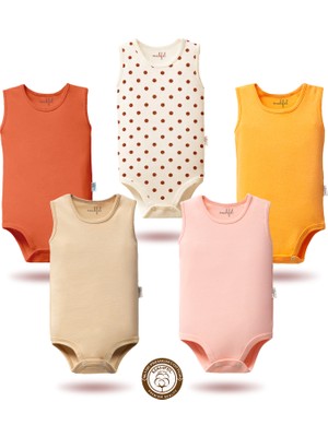 Mahfel 5'li Atlet Kolsuz %100 Pamuk Premium Seri Çıtçıtlı Bebek Body Zıbın 06
