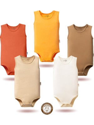Mahfel 5'li Atlet Kolsuz %100 Pamuk Premium Seri Çıtçıtlı Bebek Body Zıbın 08
