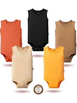 Mahfel 5'li Atlet Kolsuz %100 Pamuk Premium Seri Çıtçıtlı Bebek Body Zıbın 10
