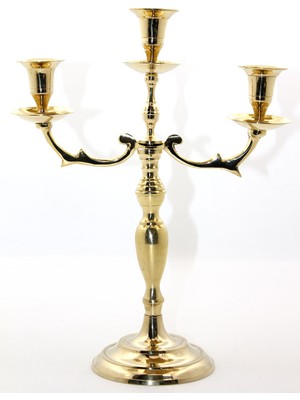 İsmiyle Al Pirinç 3'lü Şamdan Model 2