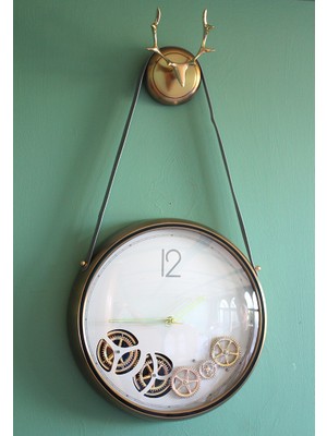 İsmiyle Al Çarklı Geyikli Duvar Saati