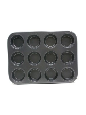 İsmiyle Al 12 Gözlü Metal - Siyah Düz Muffın Kalıp (5067)