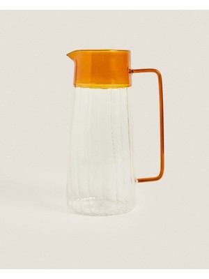 İsmiyle Al Turuncu Detaylı Cam Sürahi 1600 ml