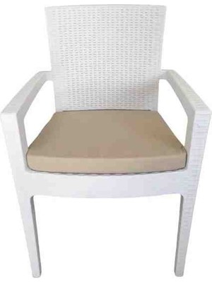 Ayzen Home 6 Adet Krem Renkli Rattan Sandalye Minderi Bağcıklı Su Itme  ve Leke Tutmaz Özelliğine Sahip Kumas ve 5cm Sunger Den Yapılmıştır