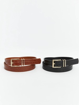 Lc Waikiki Yeni Sezon Deri Görünümlü Kadın Kemer 2'li