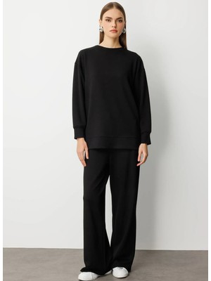 Mizalle Bisiklet Yaka Siyah Kadın Tunik M1MZ1030210174