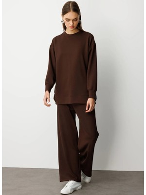 Mizalle Bisiklet Yaka Kahve Kadın Tunik M1MZ1030210174