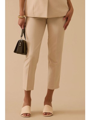 Seçil Kadın Yüksek Bel Bilek Boy Pantolon - Bej