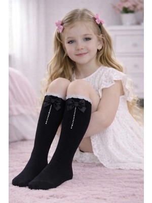 Gigi Giyim Taş Aksesuarlı Diz Altı Kız Çocuk Çorap