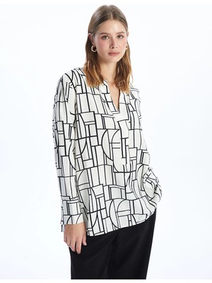 Lc Waikiki Yeni Sezon Bağlamalı Yaka Desenli Bluz