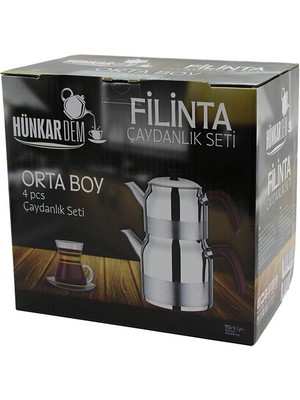 Go İthalat Sepetopia -Filinta Orta Boy Çelik Çaydanlık Seti Çift Kapaklı Renkli Bakalit Kulp Üst Demlik: 1.25LT - Alt Suluk: 2.25LT Kendinden Süzgeçli (5534)