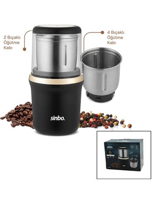 Go İthalat Sepetopia -Elektrikli Gold Kahve - Baharat Öğütücü Makine 2pcs Çelik Öğütme Hazne=2 Bıçaklı - 4 Bıçaklı 100GR Hazne 200W SCM-2982 (5534)