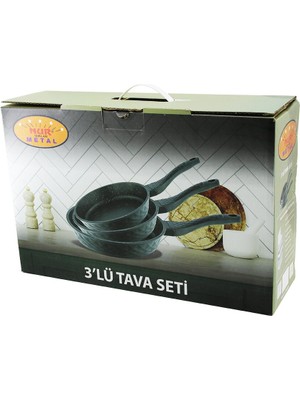 Go İthalat Sepetopia -Nur Işıklar Metal 3pcs Döküm Tava Seti 20-24-28CM (5534)
