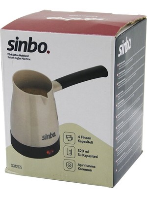 Go İthalat Sepetopia -Sinbo SCM-2975 Elektrikli Cezve Pls.türk Kahve Makine Çelik Gizli REZİSTANS700W 4 Fincan - 320MLTAK-ÇIKAR Kulp (5534)