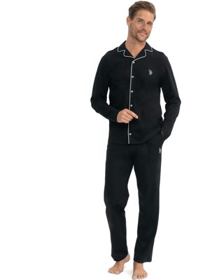 U.S. Polo Assn. Erkek Patlı Boydan Düğmeli Uzun Kol Kutulu Pijama Takımı