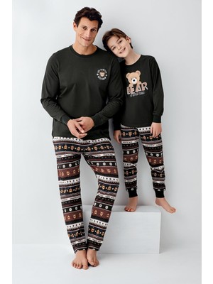 Arnetta Garson Erkek Çocuk Aile Bear My Little Friend %100 Pamuklu 4 Mevsim Uzun Kollu Pijama Takım