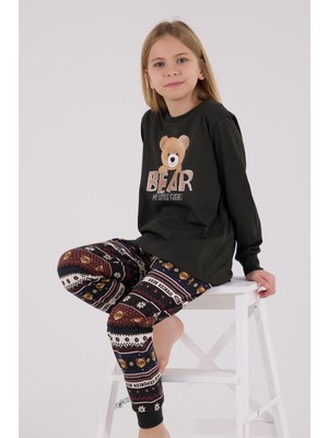Arnetta Kız Çocuk Aile Bear My Little Friend %100 Pamuklu 4 Mevsim Uzun Kollu Pijama Takım