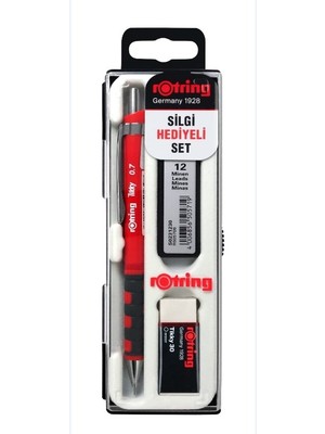 Rotring Tikyy 0.7 Kırmızı Versatil Kalem+Silgi+Uç Blister Okul Seti