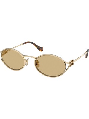 Miu Miu Kadın Güneş Gözlüğü MU 52YS ZVN10R 54 Metal Çerçeve Oval Tasarım Altın Renk