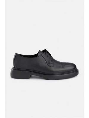 Süvari Siyah Gerçek Deri Bağcıksız Klasik Ayakkabı