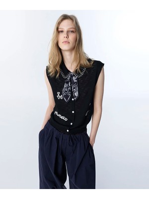 Twist Fular Aksesuarlı ve Nakışlı Triko TS1260050066001